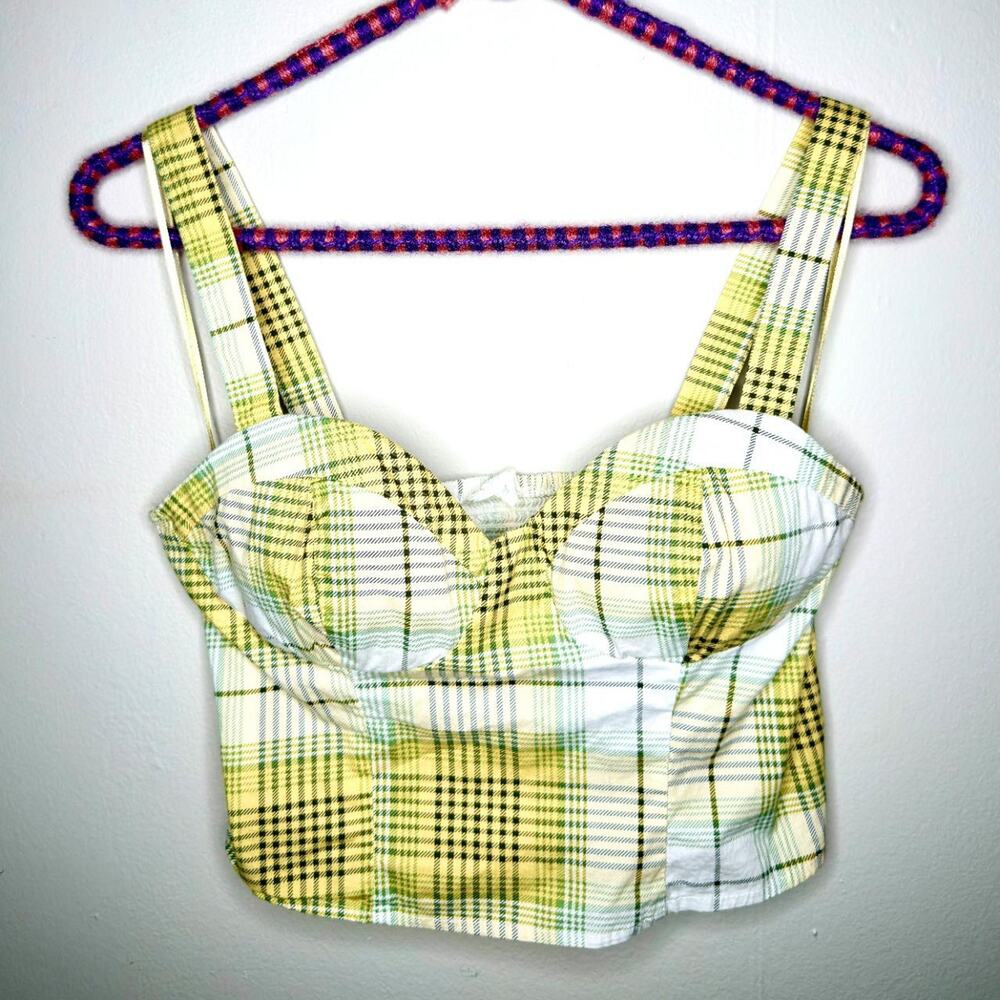 Twine & String Y2K Plaid Bustier Crop Top - Size L